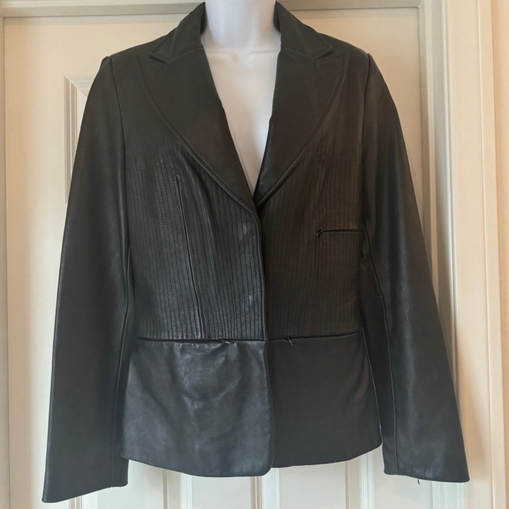 Bebe Black Leather Jacket in great condition. Sz M